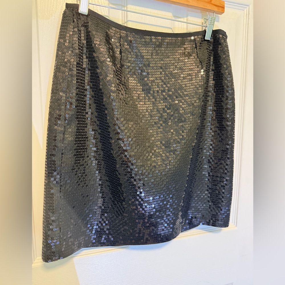 LOFT Black Sequin Skirt